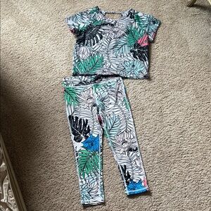 Tropical Leaf Print Kids Pajamas
